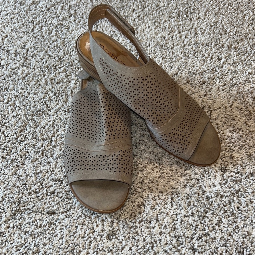 Restricted Taupe Sandals with Perforated Design